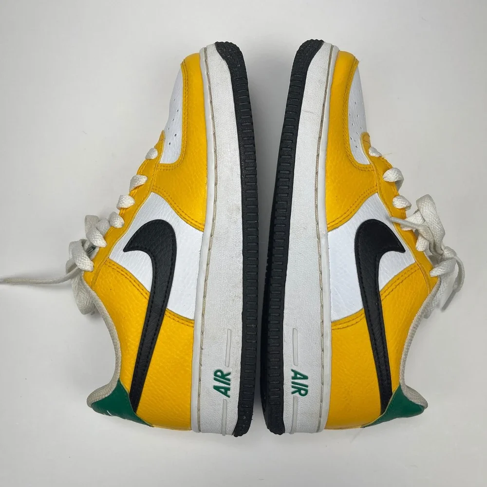 Nike Sneakers Kids 4Y Air Force 1 Low Yellow White Green Black Leather EUC